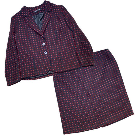 Elegant Red and Navy Women's Skirt Set - Picture 1 of 16